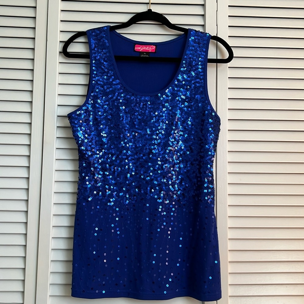Say What? Royal Blue Sequin Tank 🌟🌟🌟 NWOT - GREAT FOR HOLIDAYS!